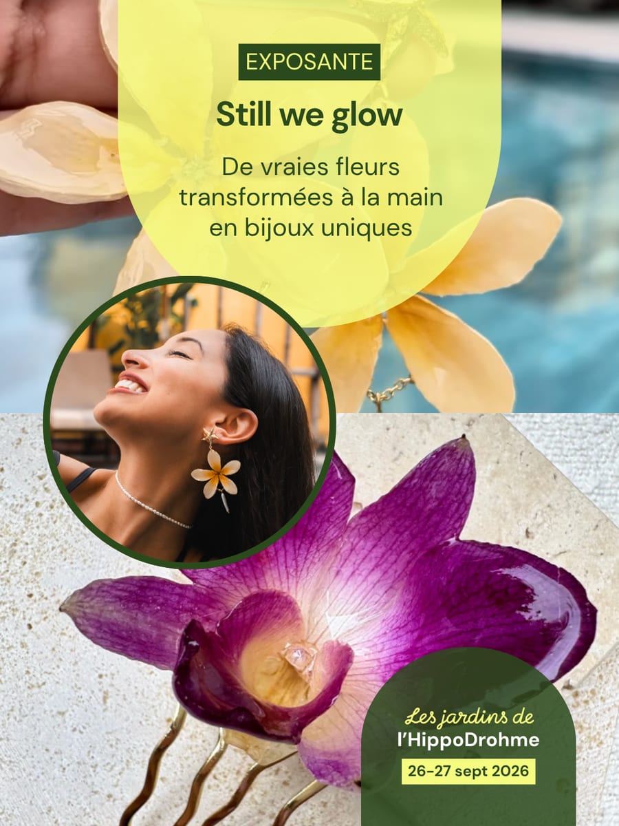 Post Instagram présentant l’exposante Still we glow : de vraies fleurs transformées à la main en bijoux